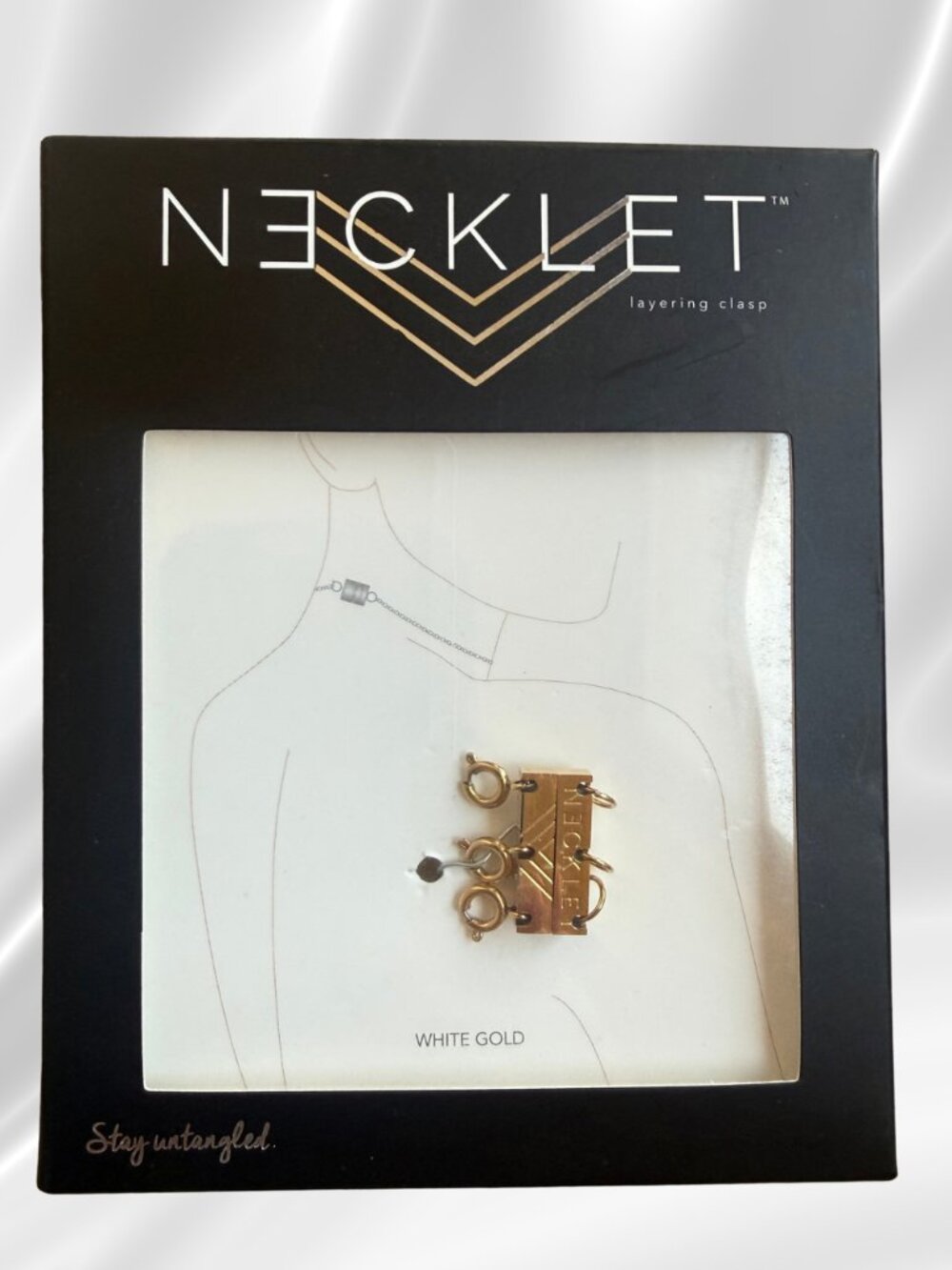 Necklet Gold Triple Layering Clasp 3 Strand Magnetic Necklace Detangler 18k